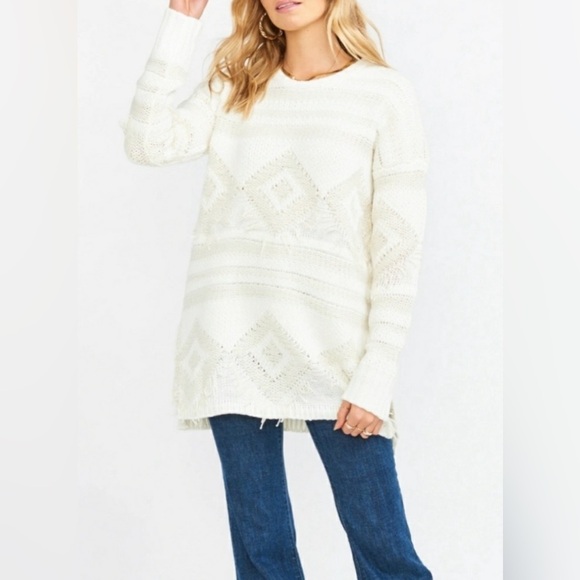 Show Me‎ Your MuMu Womens Canyon Fringe Sweater Size Small Cream - Picture 1 of 5